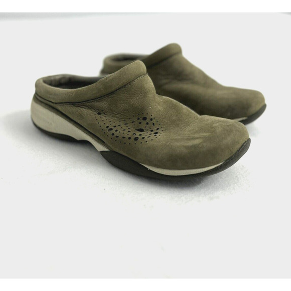 Merrell Dark Olive Green Slip on Clogs Leather Primo Paisley Mules Size 7 Active - Picture 1 of 11